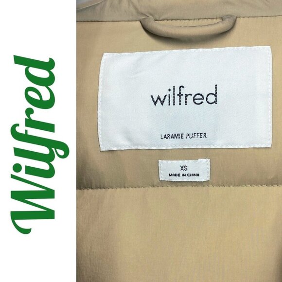 WILFRED ARITZIA LARAMIE Goose Down Long Puffer Coat Hood Beige, Size XS - Picture 9 of 16